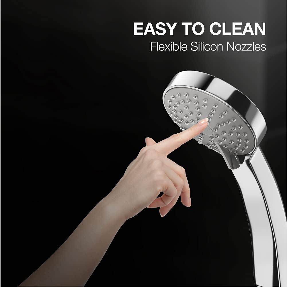 Premium Hand Shower Set with Flexible Hose, Silver - Image 4